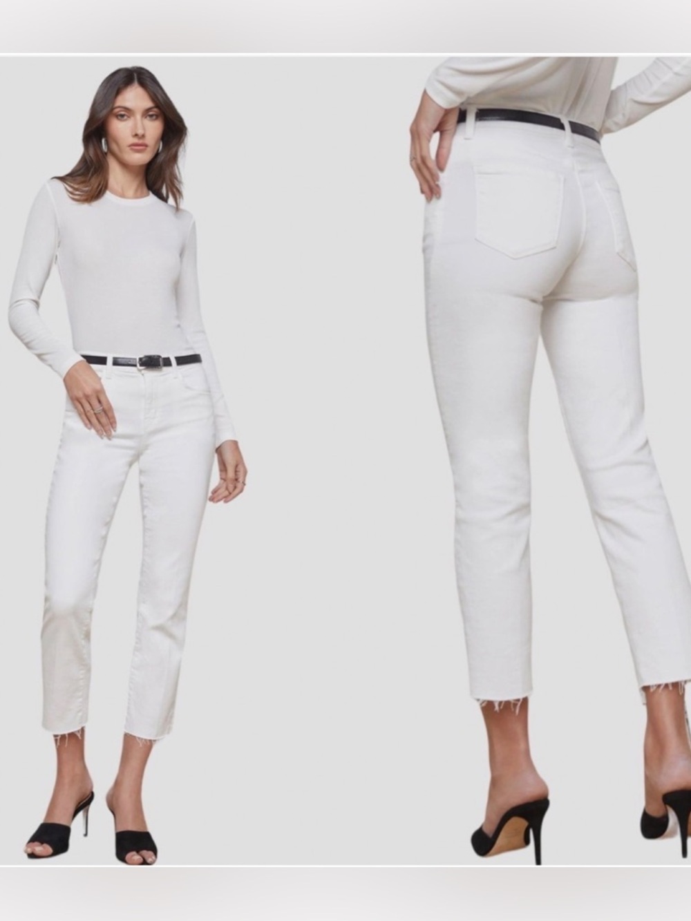 L’AGENCE sada cropped slim high rise jeans in blanc white size 25